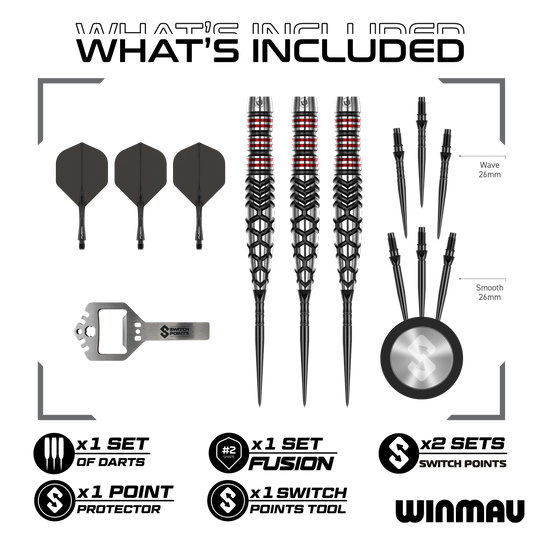 Points de commutation de torpilles Winmau Fornax Steeldarts Abgebildet sind die Winmau Fornax Torpedo Switch Points Steeldarts. Sie zeichnen sich durch ihr innovatives Design und hochwertige Verarbeitung aus.