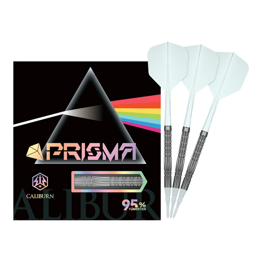Fléchettes souples Caliburn Prisma P2 - 20 g Hier sieht man die Caliburn Prisma P2 Softdarts mit einem Gewicht von 20g. Sie sind ideal für alle, die Wert auf hochwertige Darts legen.