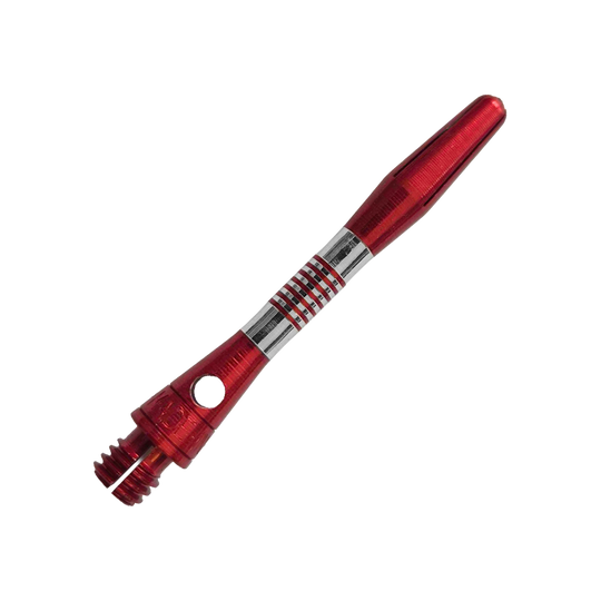 Tiges en aluminium Cetra Bulls NL - Rouge Gezeigt werden rote BullsNL Cetra Aluminium Shafts mit einer Länge von 34 mm. Das Produkt ist für das Dartspiel gedacht.