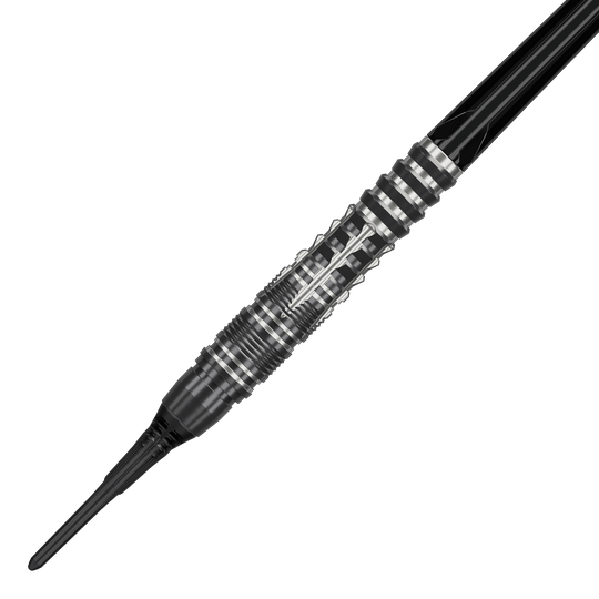 Fléchettes souples Target Black Marque Blaze - 18 g Das Bild zeigt die Target Black Marque Blaze Softdarts mit einem Gewicht von 18g. Hochwertige Softdarts für präzises Dartspiel.