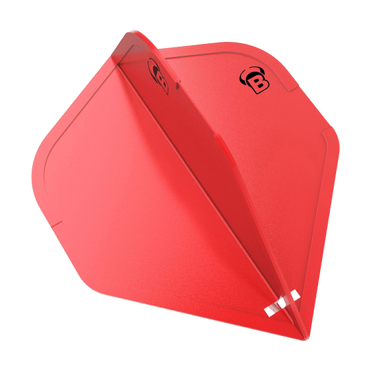 Das Bild zeigt ein rotes Dart-Flight mit dem Logo "B" darauf. Es handelt sich um das Produkt "Bulls DragonFlights Standard".