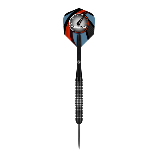 Fléchettes Shot Redline Blazed Steel Der Shot Redline Blazed Steeldart ist ein schwarzer Dartpfeil mit einem gerillten Griff und einer spitzen Metallspitze. Das Dartflight zeigt ein modernes Design mit rot, blau und schwarzen Farben sowie dem "Redline"-Logo.