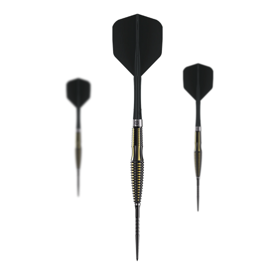Fléchettes en acier Caliburn V-Series V1 Zu sehen ist ein Set der Caliburn V-Series V1 Steeldarts. Die Steeldarts sind besonders präzise und langlebig.