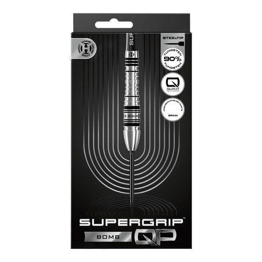 Fléchettes en acier Harrows Supergrip Bomb Quick Point Gezeigt werden die Harrows Supergrip Bomb Quick Point Steeldarts. Das Produkt bietet hohe Kontrolle und Stabilität beim Wurf.