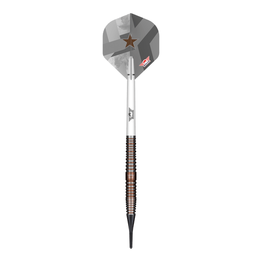 Fléchettes souples Bulls NL Max Hopp E5 - 20 g Das Foto zeigt die Bulls NL Max Hopp E5 Softdarts - 20g. Dieses Produkt richtet sich an Freunde des Softdart-Spiels.