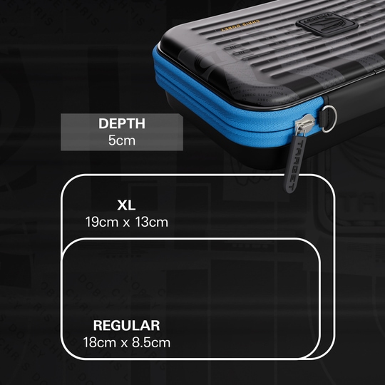 Étui à fléchettes Takoma XL Ghost Series Chris Dobey Takoma XL Ghost Series Chris Dobey Dartcase ist auf diesem Bild zu sehen. Es dient zur sicheren Aufbewahrung und zum Transport von Dartpfeilen.