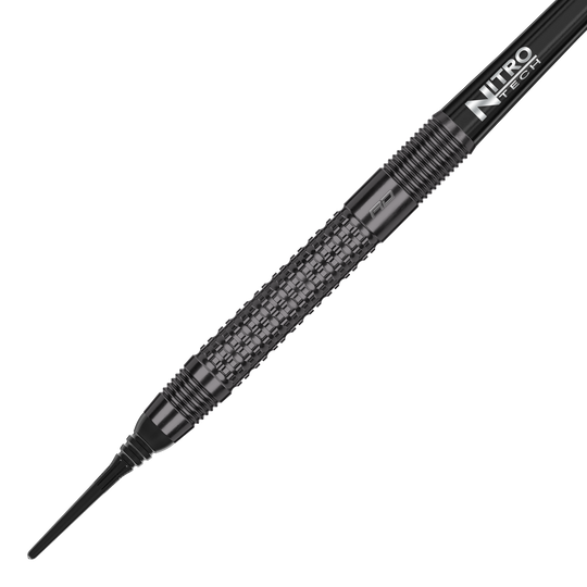 Fléchettes souples Red Dragon T-800 - 20 g Das Bild zeigt einen Red Dragon T-800 Softdart mit einem Gewicht von 20 Gramm. Der Dart ist schwarz und hat eine strukturierte Griffzone für besseren Halt.