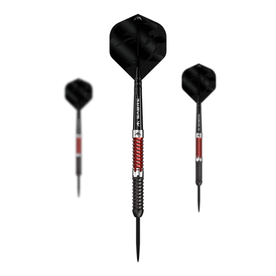 Fléchettes Mission Llew Bevan Black Red Electro Steel - 23 g Mission Llew Bevan Black Red Electro Steeldarts - 23g. Set aus schwarzen und roten Steeldarts mit 23 Gramm.