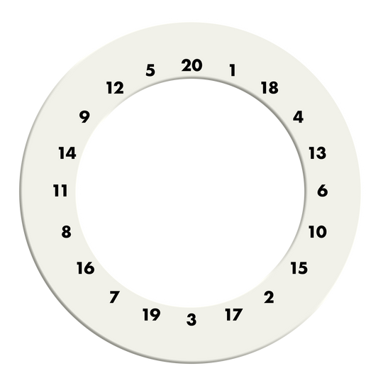 Cadre de cible de fléchettes avec chiffres HD - Couleurs personnalisées Das Bild zeigt einen weißen Dartboard-Surround ohne Logo. Der Dateiname des Produkts ist 'DBS-HDOL-weiss_HD_Zahlen_Dartboard_Surround_Ohne_Logo_Wei_2'.