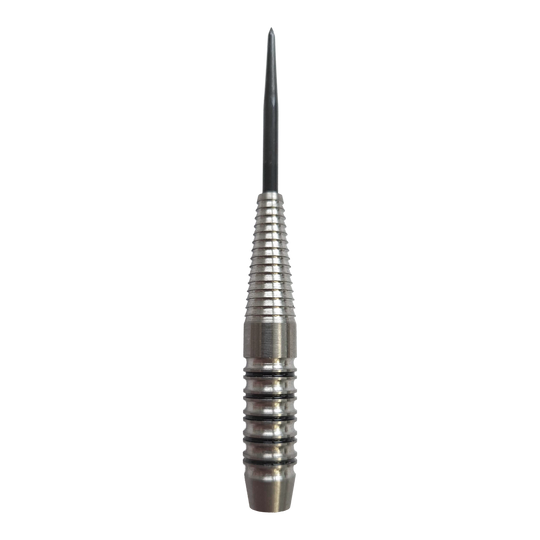 Corps de fléchettes en acier McDart Black Ring Shark - 24 g Das Bild zeigt die McDart Black Ring Shark Steeldart-Barrels mit einem Gewicht von 24g. Die Oberfläche ist besonders griffig gestaltet.