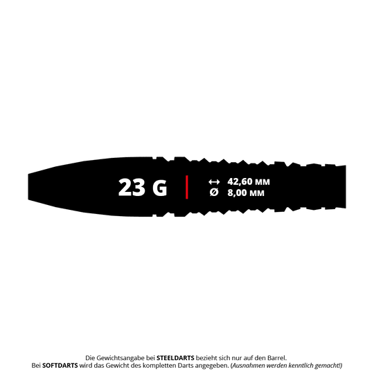 Fléchettes en acier Target Japan Junya Koikawa Charm Smash GEN3 Swiss Point - 23 g Das Bild zeigt das Produkt "Target Japan Junya Koikawa Charm Smash GEN3 Swiss Point Steeldarts - 23g". Der Dart-Barrel wiegt 23 Gramm, ist 42,60 mm lang und hat einen Durchmesser von 8,00 mm.