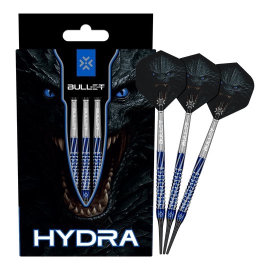 Fléchettes souples Bullet Hydra - 20 g Bullet Hydra Softdarts - 20g Darts werden vollständig und aus mehreren Winkeln gezeigt. Das Bild vermittelt einen vollständigen Eindruck des gesamten Produkts.