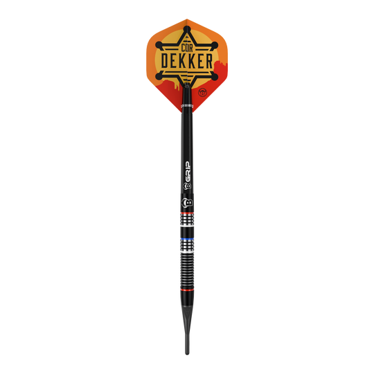 Fléchettes souples Bulls Cor Dekker The Sheriff - 20 g Auf dem Bild ist Bulls Cor Dekker The Sheriff Softdarts - 20g abgebildet. Diese hochwertigen Softdarts sind für elektronische Dartboards geeignet.
