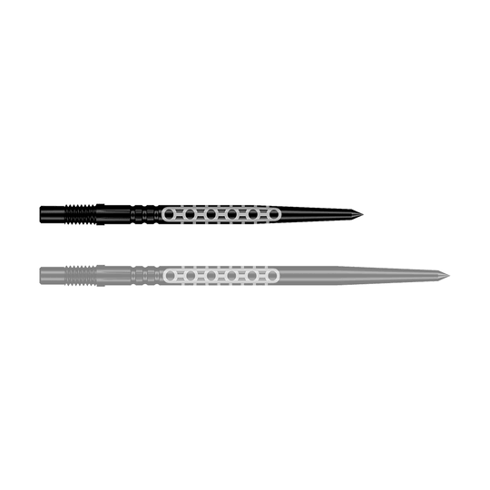 Pointes de fléchettes Shot Turbo Point Goths - Noires Ein schwarzer Dartpfeil mit markantem Design ist im Bild. Der Pfeil ist robust verarbeitet.