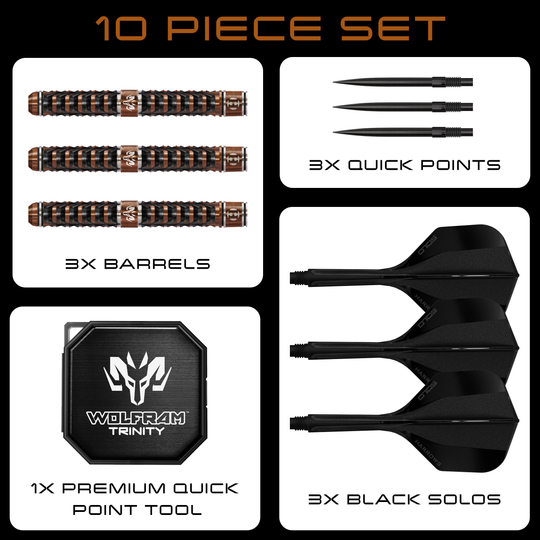 Fléchettes en acier Harrows Tungsten Trinity Quick Point Das Foto zeigt die Harrows Wolfram Trinity Quick Point Steeldarts. Sie bestehen aus qualitativ hochwertigen Materialien für optimale Performance.