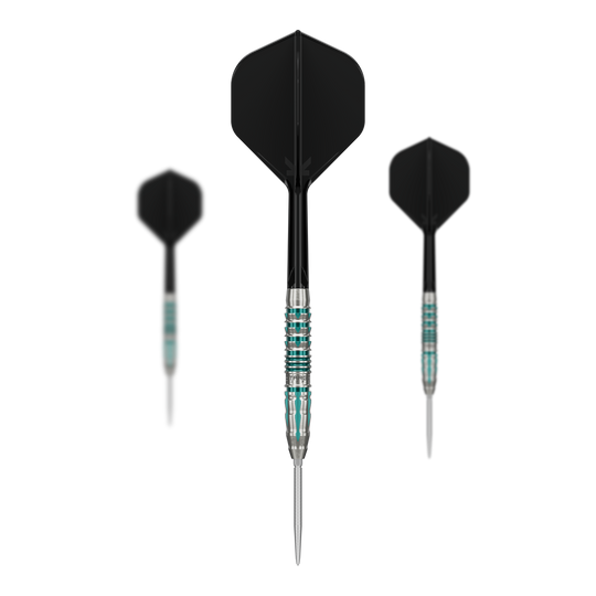 Fléchettes en acier Target Japan Black Marque Pierce Swiss Point à pointe noire Das Bild stellt das Target Japan Black Marque Pierce Swiss Point Steeldarts Set dar. Es handelt sich um hochwertige Darts für professionelle Ansprüche.