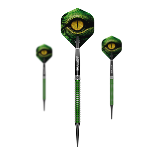 Fléchettes souples Bullet Gator - 20 g Abgebildet ist das Set Bullet Gator Softdarts - 20g. Diese Darts sind leicht und ideal für Softdart-Spieler.