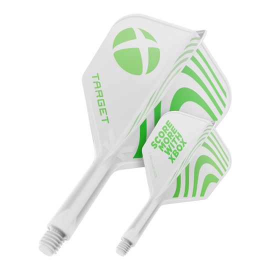 Target Xbox K-Flex No6 Flights - Blanc Ein Produktbild mit dem Dateinamen 410613_Target_Xbox_KFlex_No6_Flights_19mm_1. Das Bild zeigt vermutlich ein Dartzubehör.