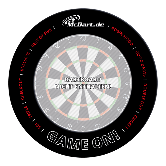 Jeu de fléchettes McDart autour d'une cible Ein Dartboard-Surround ist auf dem Bild zu sehen. Es bietet Schutz für die Wand beim Dartspielen.