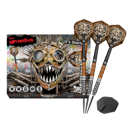Fléchettes en acier Shot Gnarly Gnasha Turbo Point - 23 g Dieses Bild stellt die Shot Gnarly Gnasha Turbo Point Steeldarts mit 23g vollständig dar. Das Set ist ideal für Dart-Liebhaber.