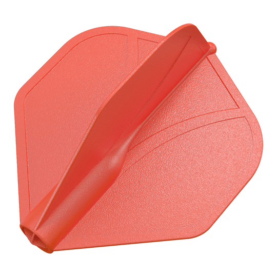 Profil aérodynamique moulé n°2 Vols standard Das Bild zeigt eine rote, geformte Dart-Flügelspitze. Die Oberfläche ist strukturiert und hat eingeprägte Linien als Muster.