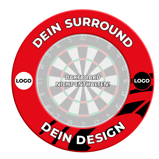 Cadre de cible de fléchettes personnalisé Hier ist ein weiteres rotes Dartboard-Surround abgebildet. Es schützt die Wand und verschönert das Dart-Setup.