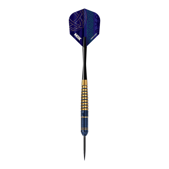 Fléchettes Harrows Nox Premium en laiton et acier Das Bild präsentiert die Harrows Nox Premium Brass Steeldarts. Diese Pfeile sind ideal für Steeldart-Spieler und bieten eine gute Verarbeitung.