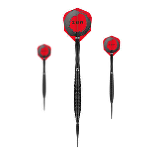 Fléchettes en acier Shot ZEN Missile Turbo Point - 23 g Das Bild zeigt die Shot ZEN Missile Turbo Point Steeldarts in der 23g-Ausführung. Es handelt sich um hochwertige Steeldarts für den professionellen Gebrauch.
