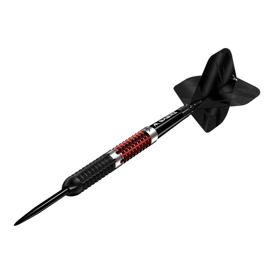 Fléchettes Mission Llew Bevan Black Red Electro Steel - 23 g Mission Llew Bevan Black Red Electro Steeldarts - 23g. Moderne Steeldarts in Schwarz und Rot mit 23 Gramm Gewicht.