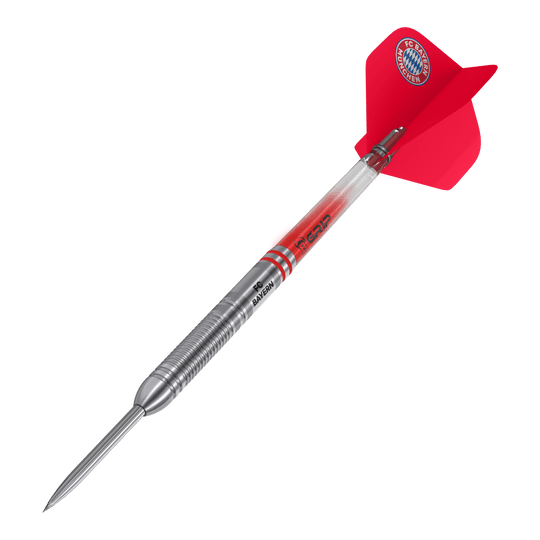 Fléchettes en acier tungstène Bulls FC Bayern Munich Abgebildet sind die Bulls FC Bayern München Tungsten Steeldarts. Die Darts sind besonders für Fans des FC Bayern gestaltet.