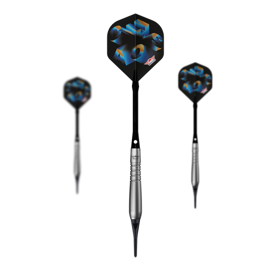 Fléchettes Bulls NL Chaos Blue Soft - 19 g Abgebildet ist ein Set Bulls NL Chaos Blue Softdarts mit 19g. Die Softdarts sind blau und werden als komplettes Set präsentiert.