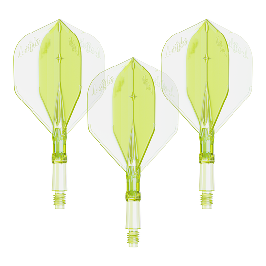 Éclairage L-L-Style-System - Jaune néon Das Bild zeigt ein Set von Flights für Dartpfeile in Neon-Gelb, kleine Größe. Geeignet für das L-Style L-System.