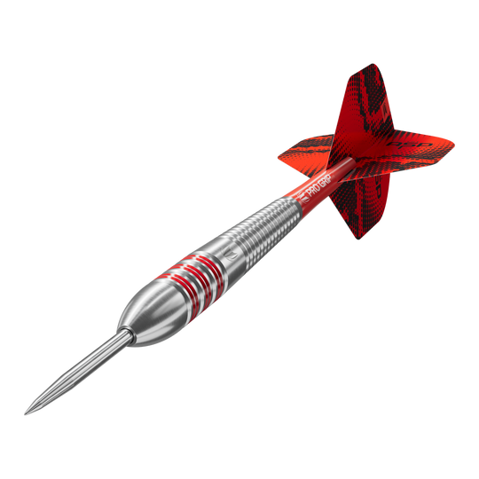Fléchettes Target Nathan Aspinall en laiton et acier - 22 g Auf dem Bild sind die Target Nathan Aspinall Brass Steeldarts - 22g abgebildet. Die Darts haben eine spezielle Struktur für einen besseren Griff.
