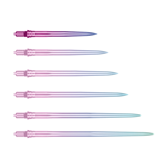 Pointes de fléchettes Caliburn EZ-EVO - Lisses - Arc-en-ciel Ein Bild mit dem Dateinamen EVO189_Caliburn_EZ-EVO_Dartspitzen_Smooth_Rainbow_28mm_1. Es zeigt vermutlich Dartspitzen in Regenbogenfarben mit einer Länge von 28 mm.