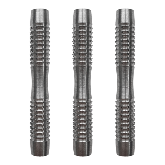 Corps de fléchettes souples McDart Blank Shark Das Bild zeigt drei silberne McDart Blank Shark Softdart-Barrels. Sie haben eine geriffelte Oberfläche für besseren Halt.