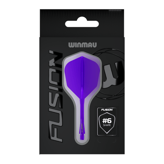 Système d'arbre de vol Winmau Fusion n° 6 violet Zu sehen ist das Winmau Fusion Flight-Shaft-System No6 in Lila. Das Produkt wird für Dartspiele verwendet.