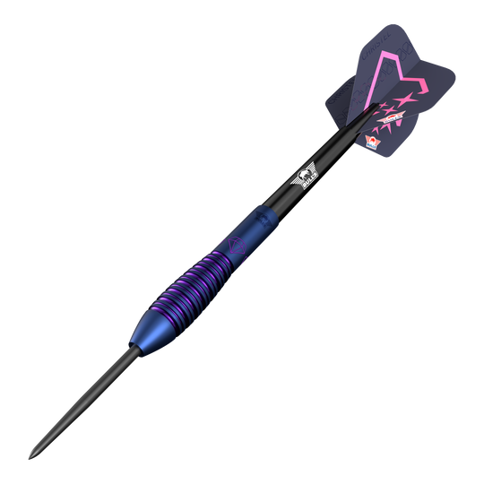 Bulls NL Christel Timmermans Satellite 90 fléchettes en acier 25g Das Bild zeigt die Bulls NL Christel Timmermans Satellite 90 Steeldarts 25g. Diese Darts eignen sich besonders für Turnierspieler.