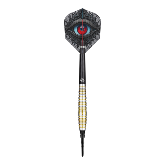 Fléchettes souples Shot Celt Balor Der Shot Celt Balor Softdart ist ein eleganter Dartpfeil mit einem auffälligen Design. Auf der Flight ist ein großes, detailliertes Auge abgebildet.