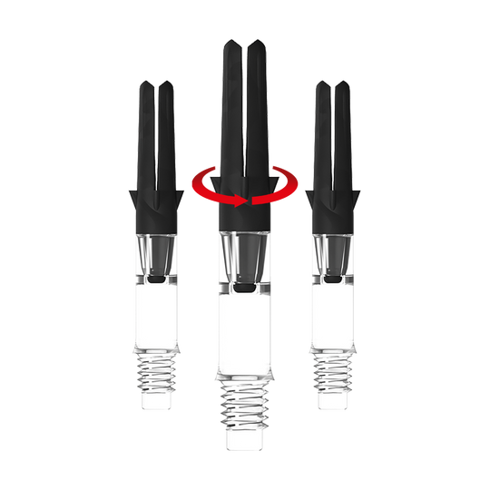 Tige de direction en L en carbone Silent Straight - Transparent Das Bild zeigt das Produkt L-Style L-Shaft Carbon Silent Straight Clear OhneKappen 32mm 1Set Symbol. Vermutlich handelt es sich um einen Dart-Schaft.