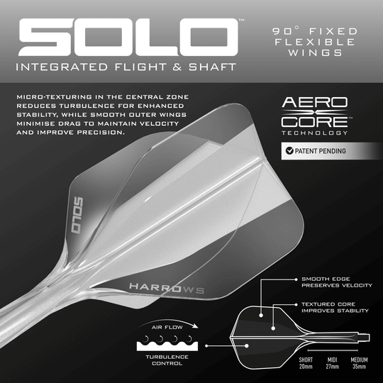 Système d'arbre de vol Harrows Solo No6 - Transparent Gezeigt wird das Harrows Solo No6 Flight-Shaft-System, hier in der Ausführung Clear. Das Produkt ist vollständig dargestellt.