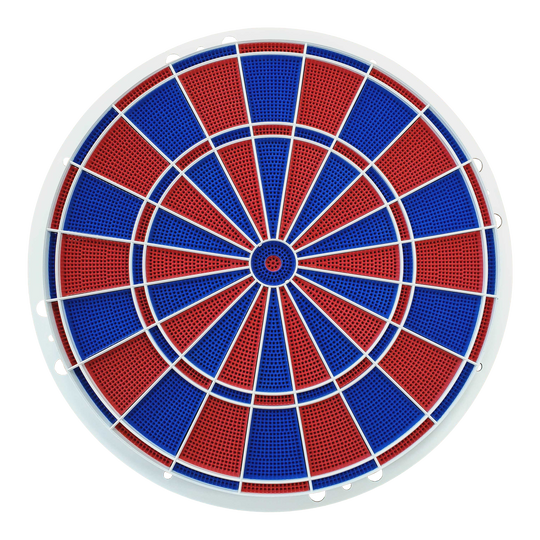 Pièces de rechange Löwen Dart 82 segments et ensemble d'araignées Das Bild zeigt ein Löwen Dart Ersatzteile 82er Segment- und Spider Set. Es besteht aus abwechselnd roten und blauen Segmenten mit weißen Trennstreben.