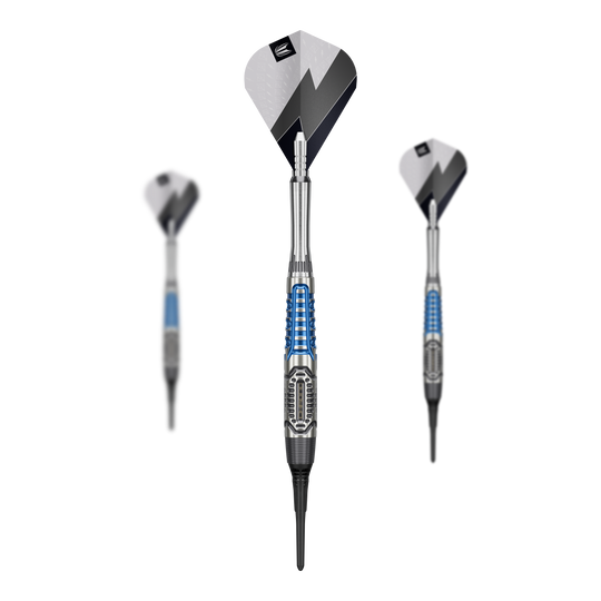 Fléchettes souples Target Phil Taylor Power X Chrono Das Bild zeigt die Target Phil Taylor Power X Chrono Softdarts. Diese Softdarts sind für elektronische Dartboards geeignet.