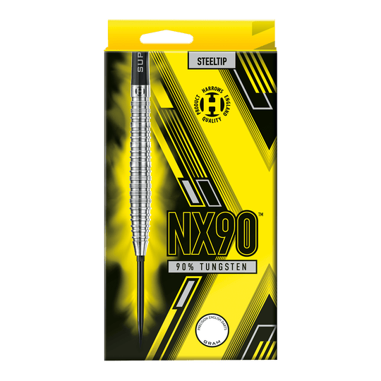 Fléchettes en acier Harrows NX90 à pointe rapide conique Die Abbildung zeigt die Harrows NX90 Tapered Quick Point Steeldarts. Diese Darts sind speziell für Genauigkeit und Kontrolle konzipiert.