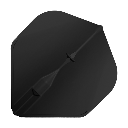 Das Bild zeigt das Produkt "L-Style Champagne L1EZ Standard Flights" in schwarzer Farbe. Es handelt sich um ein standardisiertes Dart-Flight-Zubehör mit einem schlichten, eleganten Design.