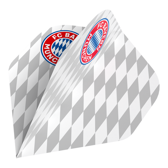 Das Bild zeigt die Bulls FC Bayern München Flight Collection - 5 Satz. Es handelt sich um Zubehör für Dartspieler mit dem Design des FC Bayern München.