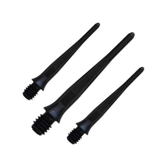 Pointes de fléchettes souples Caliburn 2BA noires - paquet de 50 Zu sehen ist ein Set der Caliburn 2BA Softdartspitzen Schwarz im 50er Pack. Diese Spitzen bieten zuverlässigen Halt für Dartspieler.