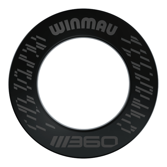 Cadre de cible Winmau Blade 360 - Noir Das Bild zeigt das Winmau Blade 360 Dartboard Surround in Schwarz. Diese Dartboard-Umrandung schützt die Wand und bietet ein professionelles Aussehen.