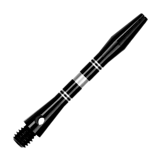 Tiges en aluminium annelées - Noir Argent Auf dem Bild sind Aluminium Shafts in Schwarz und Silber zu sehen. Das Produkt wird aus einer anderen Perspektive gezeigt.