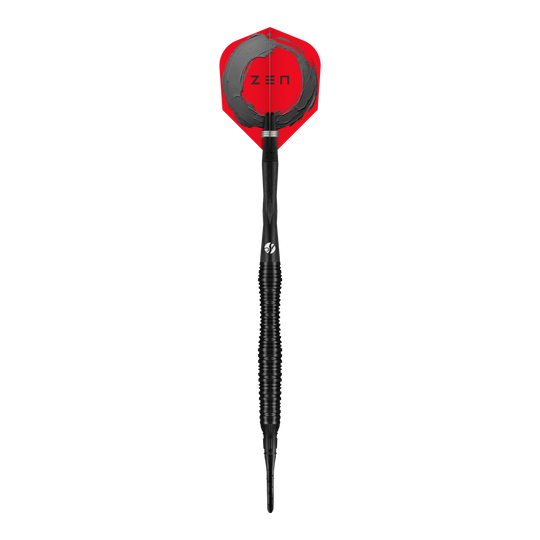 Fléchettes souples Shot ZEN Scallop - 20 g Hier sind die Shot ZEN Scallop Softdarts mit 20g Gewicht abgebildet. Das Bild zeigt die schlanke Form und das strukturierte Barrel.