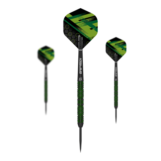 Zu sehen ist ein Set der GOAT Kick-Off Steeldarts. Es besteht aus mehreren Darts und bietet optimale Spielergebnisse.